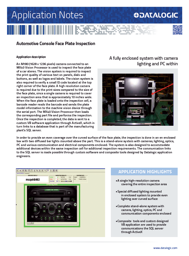 Application Notes - Automotive Console Face